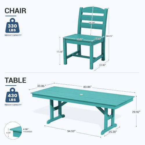 KINGYES Outdoor Armless Dining Chairs Set of 2,HDPE Patio Chairs,Aruba - Image 2