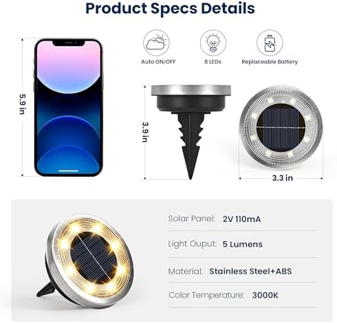 SOLPEX 10 Pack Solar Ground Lights Outdoor, Backyard Decor Warm White - Image 5
