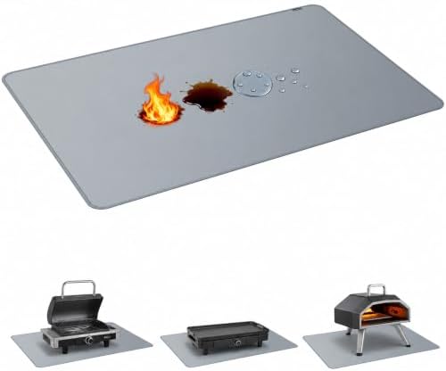 PAWBOSE 24x16 Inch Under Grill Mat for Outdoor Grill, Double-Sided Fireproof BBQ Mat for Patio and Deck, Waterproof Oil-Proof Fire Pit Mat & Indoor Fireplace Protector Pad by PAWBOSE