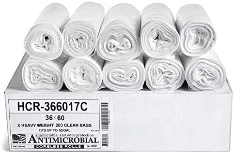 Aluf Plastics 55 Gal Clear Trash Bags - 200 Bags | 17 Micron Equivalent by AlufPlastics