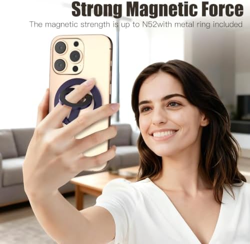 Magnetic Phone Ring for MagSafe Dual-Sided Magnetic Phone Grip Magnet Phone Stand Grip Compatible with iPhone 17/16/15/14/13 Pro Max Plus Mag Safe Accessory for Car Mounts (Purple) - Image 2