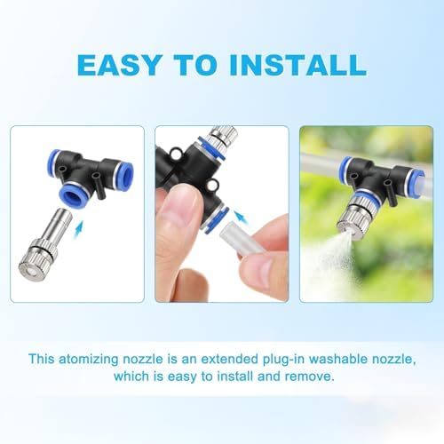 M METERXITY 20-Pack Brass Misting Nozzles, 0.012"/0.3mm Orifice Mister Replacement Heads for Outdoor Cooling System/Landscaping/Humidification/Greenhouse, 6mm Low-Pressure Fog Sprayer Nozzle - Image 5