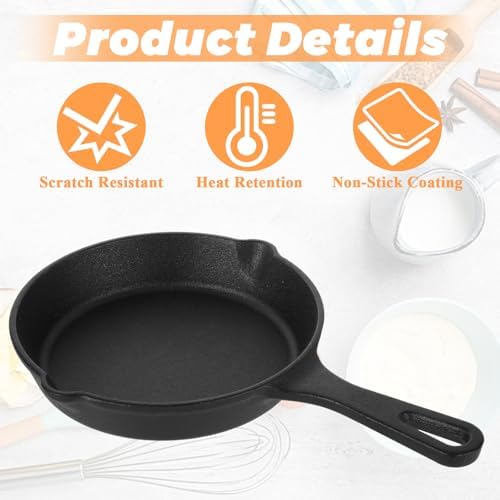 QTLCOHD 4 Pcs Cast Iron Skillet Set, 6.3 Inch - Image 3