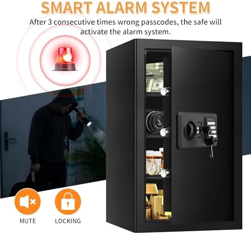 5.2 Cub Large Fireproof Safes for Home Use, Digital Security Safe Home Safes Fireproof Waterproof with Combination Lock and 3 Removable Shelves, Anti-Theft Fire Safe Box for Document Money Valuables - Image 7