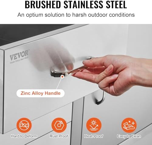 VEVOR Outdoor Kitchen Drawers 38.1"W x 22.6"H x 20.8"D Stainless Steel - Image 6