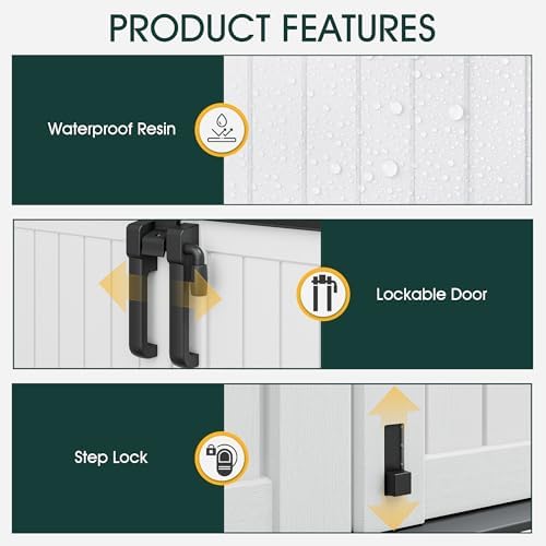 NUNU LAB Outdoor Storage Cabinet 36 Cu.Ft Garden Storage Shed Waterproof Lockable for Garden Hoses, Generator, and Lawn Mower - Image 3