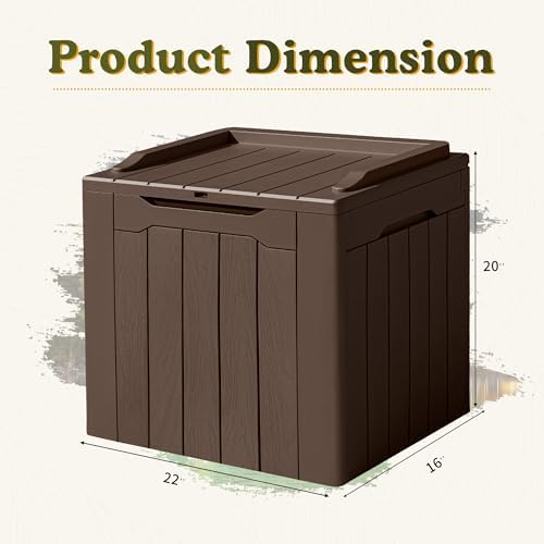 Devoko 31 Gallon Waterproof Outdoor Storage Box Resin Deck Box Lockable and UV Resistant for Patio Furniture,Garden Tools (Brown) - Image 6