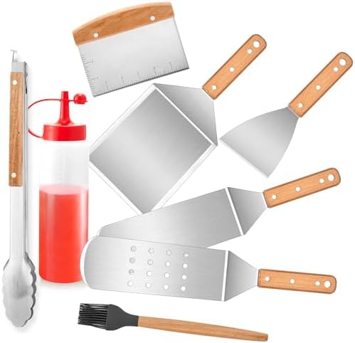Joyfair 8Pcs Griddle Spatula Accessories for Blackstone, (Wooden Handles) by Joyfair