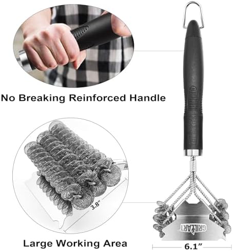 Grill Brush and Scraper Bristle Free – Safe BBQ Brush for Grill – 18'' Stainless Grill Grate Cleaner - Safe Grill Accessories for Porcelain/Weber Gas/Charcoal Grill – Gifts for Grill Wizard - Image 3