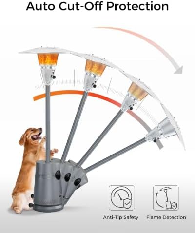 50,000 BTU Patio Heater for Outdoor Use, Portable Propane Patio Heater with Wheels, Stainless Steel Burner for Porch, Deck, Garden, Commercial (Gray) - Image 4