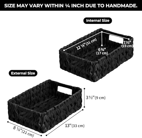 GRANNY SAYS Wicker Storage Baskets for Shelves, Black Wicker Basket, 2-Pack - Image 2