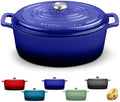 Rossallini Enameled Cast Iron Lidded Oval Dutch Oven, 6.75 Qt, Indigo Blue by RossalliniSignatureStoneware