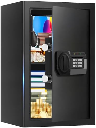 3.4 Cuft Large Safes for Home Use Fire and Water Proof, Anti-Theft Digital Security Safe Box with Electronic Keypad and Key, Fire Proof Safe for Home Documents Firearm Medicine Money Valuables by HomeSafe