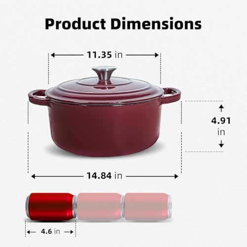 7 QT Merlot Enameled Cast Iron Dutch Oven with Lid - Image 3