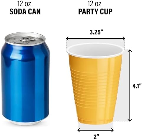 DecorRack 20 Party Cups 12 oz Disposable Plastic Cups for Birthday Party Bachelorette Camping Indoor Outdoor Events Beverage Drinking Cups (Yellow, 20) - Image 5