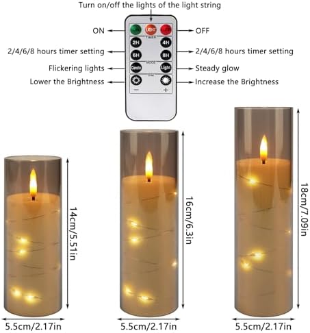 YOROXRG 24 Pack Halloween Decoration Flickering Flameless Candles, Battery Operated LED Candles for New Year, Home Decor, Parties, Wedding,Christmas(D2.2 x H 5" 6" 7") Grey - Image 6