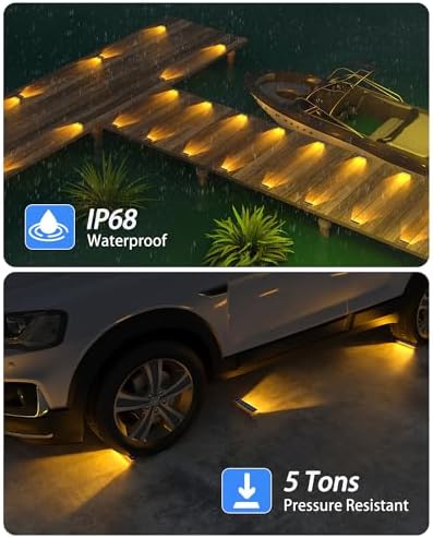 DetarZinLED Solar Step Lights Outdoor IP68 Waterproof 8 Pack Warm White - Image 3