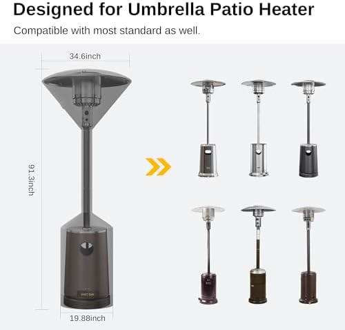 EAST OAK Patio Heater Cover as Accessory for Outdoor Patio Heater, 300D Oxford Fabric, Zipper, Waterproof, Dustproof, Sunproof, 91.3" H x 34.6" Dome x 19.88" Base, Dark Gray - Image 2