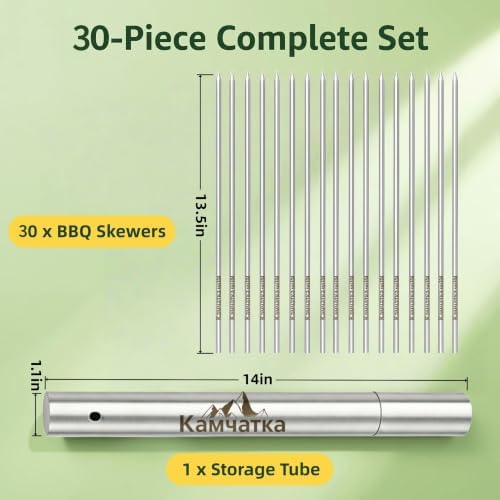 Kabob Skewers,13.5 Inch 304 Stainless Steel Round Sticks,30 Pack - Image 2