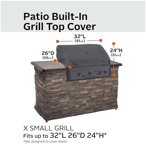 Classic Accessories Ravenna Water-Resistant 32 Inch Built-in BBQ Grill Top Cover, Black - Image 4