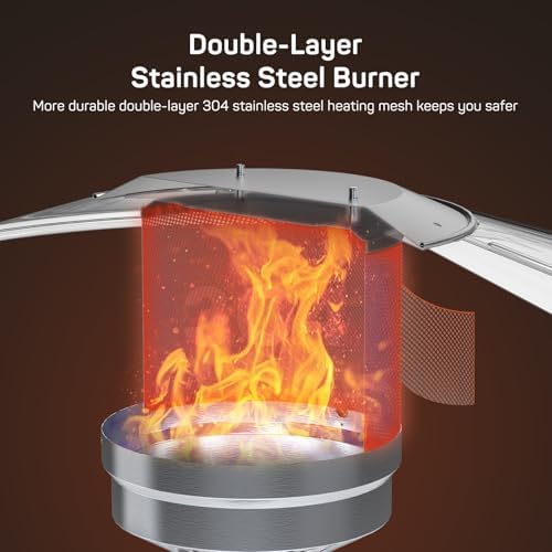 Propane Heater with Sand Box, 48,000 BTU Outdoor Heaters for Patio with Auto-off Safety Protection System, Double-Layer Stainless Steel with Wheels for Backyard, Deck, Garden, Porch - Image 4