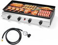 ROVSUN 4 Burner Portable Propane Griddle with Nonstick Enameled Tray, 40,000 BTU Tabletop Flat Top Gas Grill with Electronic Ignition & Regulator for Outdoor Cooking Camping BBQ Tailgating by ROVSUN