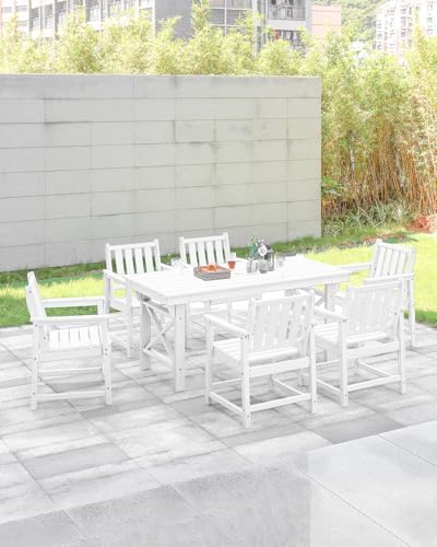Patio Dining Chair Set of 2, HDPE Outdoor Dining Chair, Ergonomic HDPE Dining Chairs with Deep Seating, All Weather Outdoor Chairs Furniture for Backyard, Deck, Garden, Poolside, Pearl - Image 4