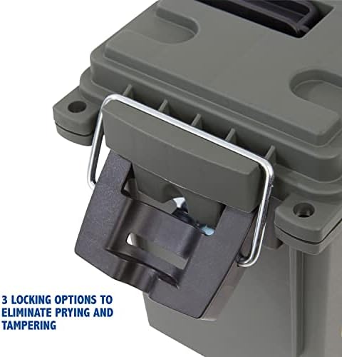 Sheffield 12626 Ammo Storage Box, Stackable .30 Cal Field Boxes, Water and Dust Resistant, Lockable Storage Box with Handle, Secures Hunting Gear, Supplies, and Bullets, Made in USA, Green(Pack of 6) - Image 5