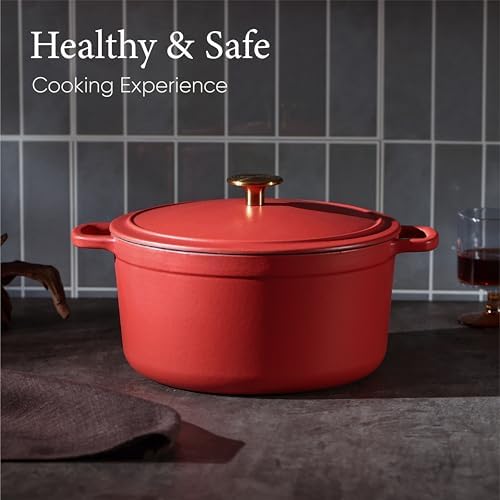 CAROTE 5QT Enameled Cast Iron Dutch Oven Pot with Lid - Image 4