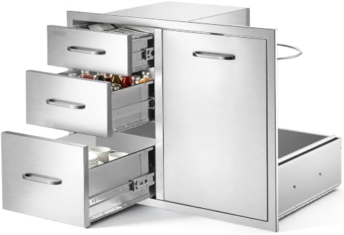 VEVOR Outdoor Kitchen Drawers, 23"W x 21"H x 30"D, Cabinet/Trash/Door/Combo by VEVOR