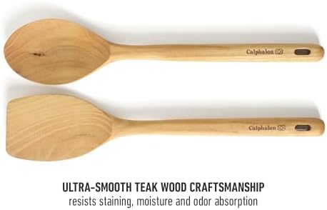 Calphalon Prime 7-Piece Silicone and Teak Wood Kitchen Tool Set, Stainless Steel Kitchen Utensil Set, Kitchen Spoon And Spatula Set, Heat Resistant Non-Slip Kitchen Gadgets Set - Navy Blue - Image 5