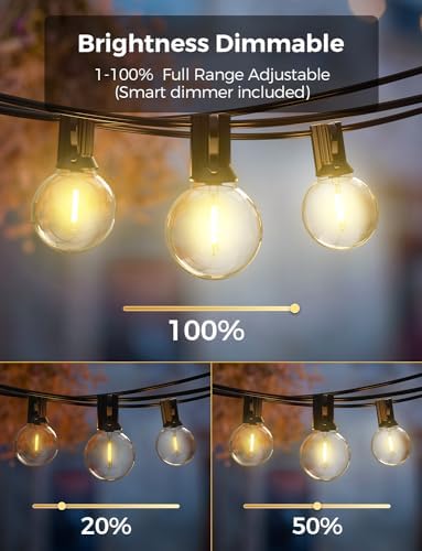 XMCOSY+ Patio Lights, Smart 50Ft Outdoor String Lights with 25 G40 Bulbs - Image 4