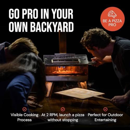 SCORPIO Pizza Oven - Dual Fuel Wood & Propane Portable Outdoor Pizza Oven with 16” Rotating Stone - 90 Second Cook at 850-900°F- Ultra Durable 304 Stainless Steel - Ceramic Viewing Window - Image 5