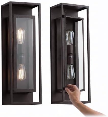 mirrea 24" Modern Outdoor Porch Wall Light, Oil Rubbed Bronze, 2 Pack by mirrea