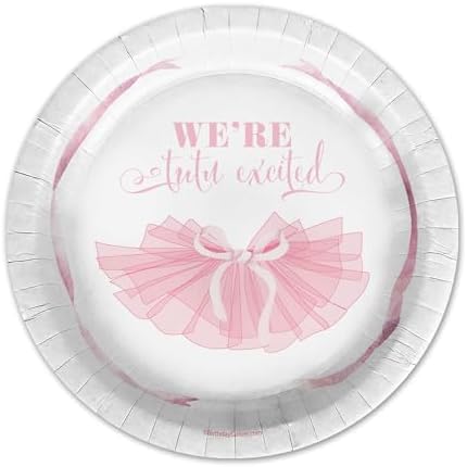 Birthday Galore We're Tutu Excited Pink Bows Baby Shower - 32 Piece Disposable Party Supplies - Baby Shower Decorations - Round Party Plates - Large 9" Paper Plates In Bulk - Image 3