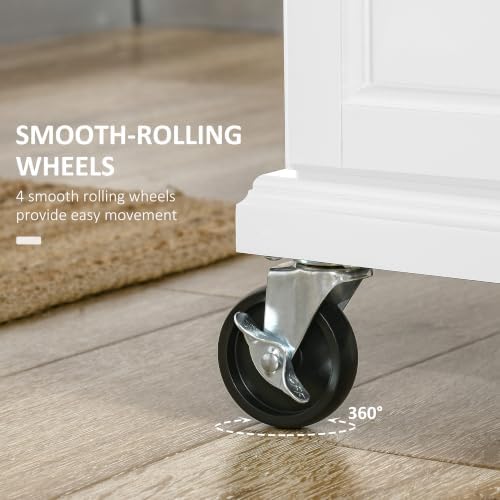 HOMCOM Kitchen Island on Wheels with Stainless Steel Countertop White - Image 5