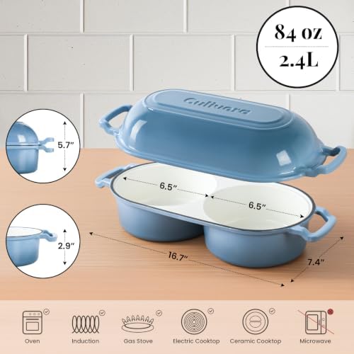 Cast Iron Double Dutch Oven, Mini Enamel Sourdough Bread Pan with Lid - Image 3