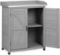 Outdoor Potting Bench with Storage Cabinet, Wooden Garden Potting Table with Metal Tabletop, Workbench Station for Patio Backyard (Classsic Grey, 31.5x17x39) by MederlaOutdoorLiving