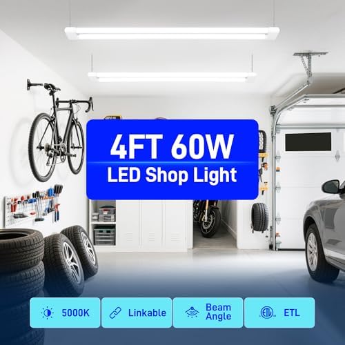 hykolity 4FT 60W LED Shop Light,6500LM[450W Equivalent] 5000K Daylight - Image 2