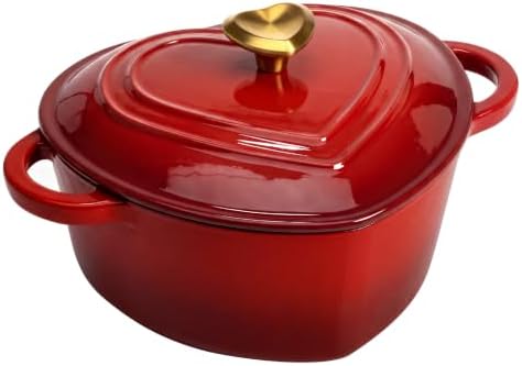Heart Shaped Dutch Oven 2 Qt, Enameled Cast Iron Pot (Red) by Unknown