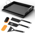Cast Iron Griddle for Gas Grill with 5-Piece Griddle Tool Kit, 17" x 13" by Uniflasy