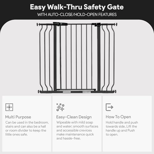 BalanceFrom 29.1-43.3" Easy Walk-Thru Baby and Pet Safety Gate with Hold-Open and Auto-Close – Adjustable Steel Barrier for Stairs, Doorways, and Hallways, No Drilling Installation - Image 2