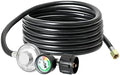 ATKKE 12ft Propane Hose Regulator with Gauge, Gas Grill Regulator with Gauge for Most LP Gas Grill, Heater, Fire Pit Table, Generator and More, 5~40 lb, 3/8 Female Flare Nut, QCC1/Type1, Low Pressure by Nowlettheoutdoorfununfold