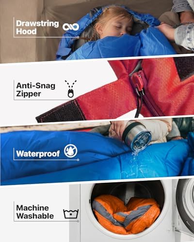 MalloMe Sleeping Bags for Adults Cold Weather & Warm - Backpacking Camping Sleeping Bag for Kids 10-12, Girls, Boys - Lightweight Compact Camping Essentials Gear Accessories Hiking Sleep Must Haves - Image 4