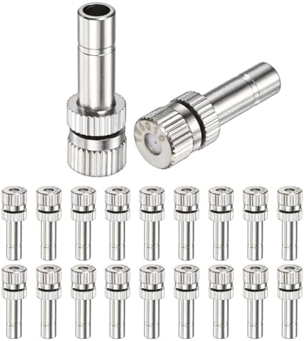 M METERXITY 20-Pack Brass Misting Nozzles, 0.024"/0.6mm Orifice Mister Replacement Heads for Outdoor Cooling System/Landscaping/Humidification/Greenhouse, 6mm Low-Pressure Fog Sprayer Nozzle by MMETERXITY
