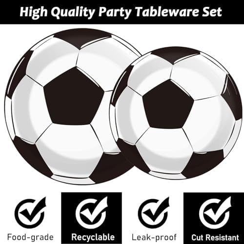 gisgfim 48 PCS Soccer Plates Party Decorations Paper Plates 9 Inch and 7 Inch, Soccer Theme Party Supplies Disposable Dessert Dinner Tableware for Soccer Birthday Party - Image 3