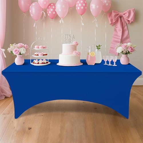Smiry 2 Pack Spandex Table Cloth 5FT, Elastic Fitted Blue Tablecloth - Image 6