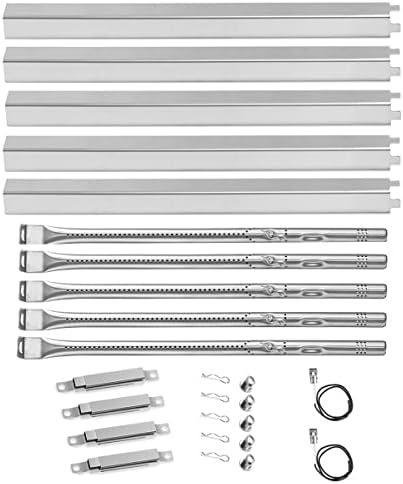 Grill Replacement Parts for Charbroil Performance 5 Burner 463448021 463450022 463451022, 4 Burner 463365021, 463366022 463352521, G325-0002-W1 Heat Plate, G327-2100-W1 Burner, Igniter, Crossover Tube by FORYEYC