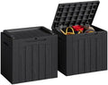 JUMMICO 31 Gallon Resin Deck Box Waterproof Outdoor Storage Boxes 2 Pack by JUMMICO