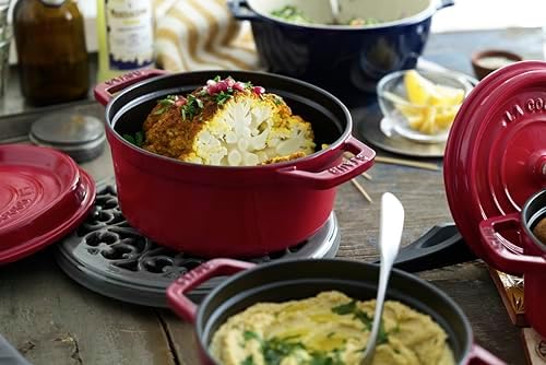 STAUB Cast Iron Roaster/Cocotte, Round, 20 cm, 2.24 L, Cherry Red - Image 4